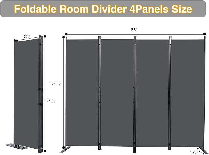 Wall Divider, 4 Panel Room dividers and Folding Privacy Screens - Image 2