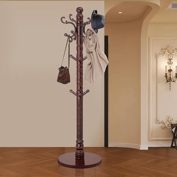 Wood Coat Rack Stand, Vintage Wooden Coat Rack Freestanding - Image 8