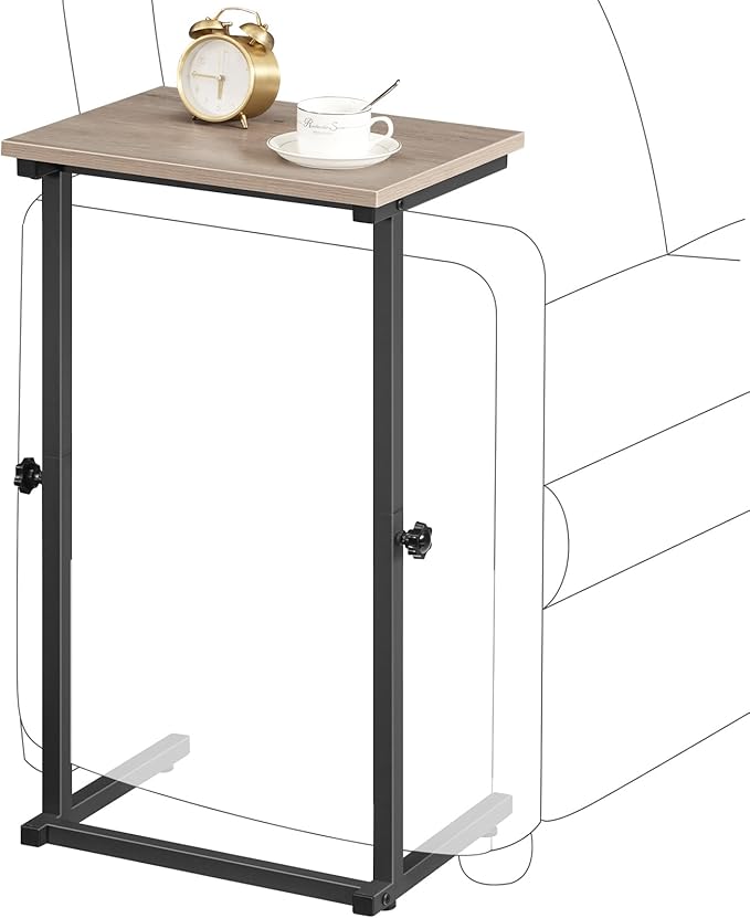 HOOBRO C Shaped End Table, Adjustable Height Side Table by HOOBRO