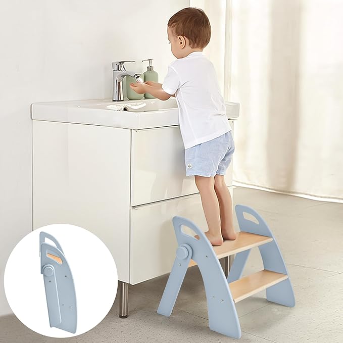 Wooden 2 Step Stool for Kids Bathroom Sink Foldable Anti-Slip 2-Step for Toilet by Unknown