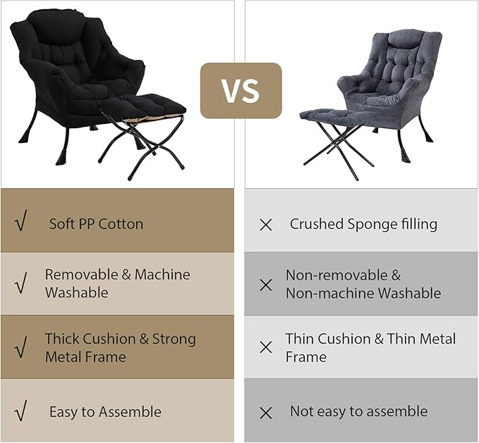 Modern Lazy Chair with Folding Footrest, Lounge Accent & Comfortable Reading - Image 9