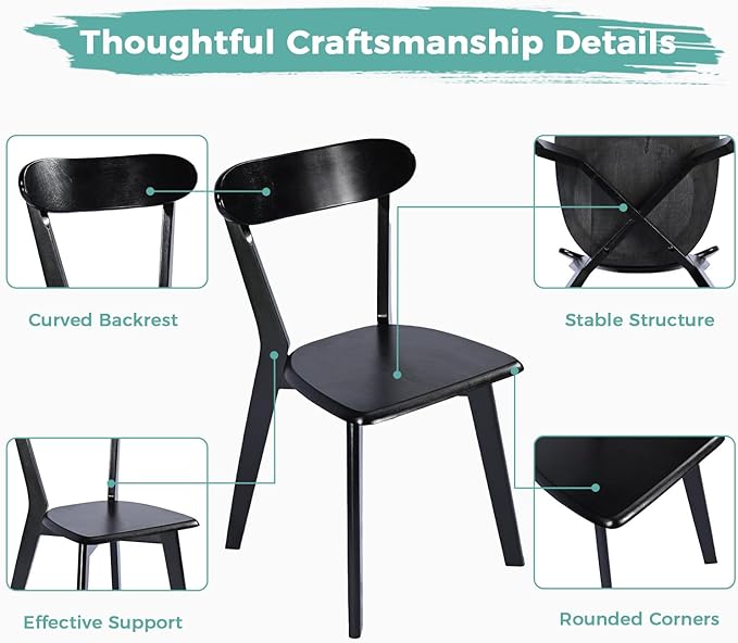 Solid Wood Dining Chairs Set of 4, Farmhouse Kitchen Chairs - Image 7