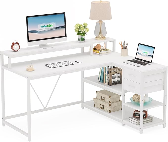 Tribesigns 55-inches Reversible L Shaped Desk - Image 9