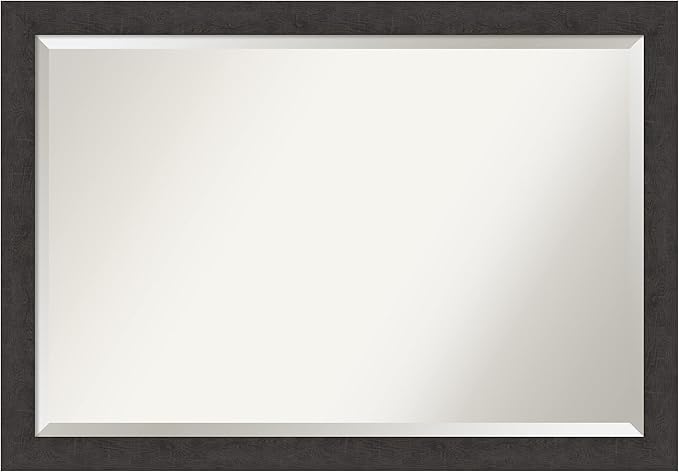 Amanti Art Brown Wall Mirror 28x40 Rustic Plank Espresso Narrow Rectangle by AmantiArt