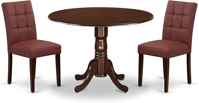 East West Furniture DLAS3-MAH-26 3 Piece Mid Century Modern Dining Table Set by EastWestFurniture