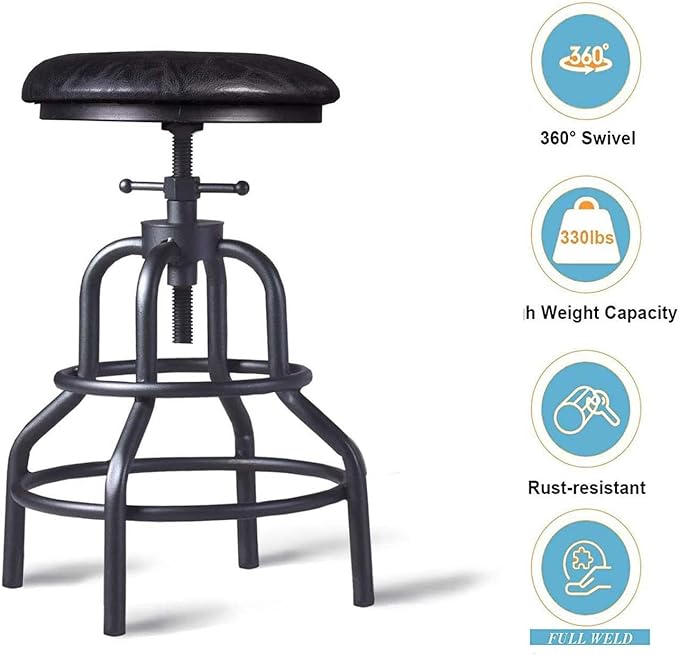 Diwhy Industrial Vintage Counter Stool, Kitchen Counter Height Adjustable - Image 4