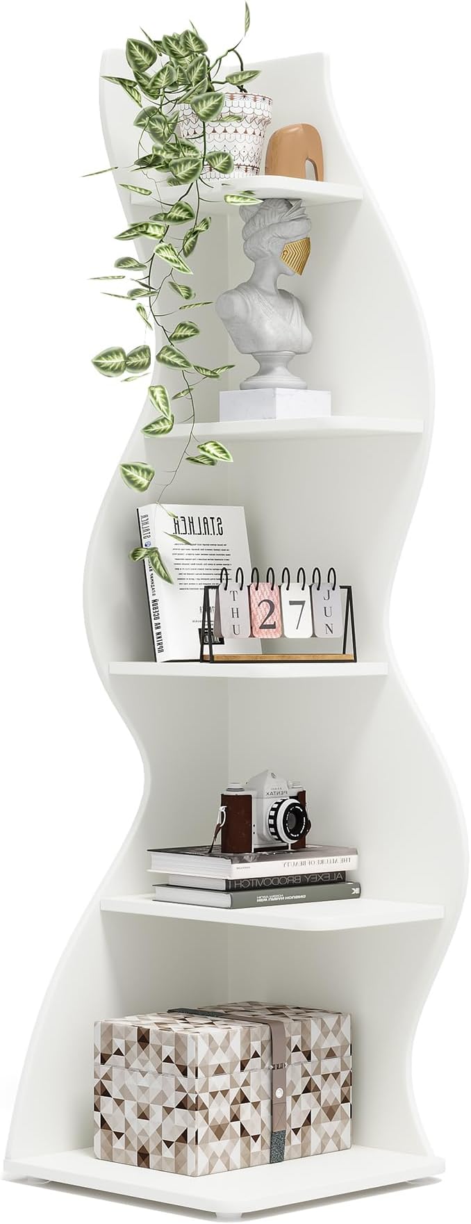 Tribesigns Corner Shelf, Modern 5-Tier Wall Corner Bookshelf, Stylish Corner by Tribesigns