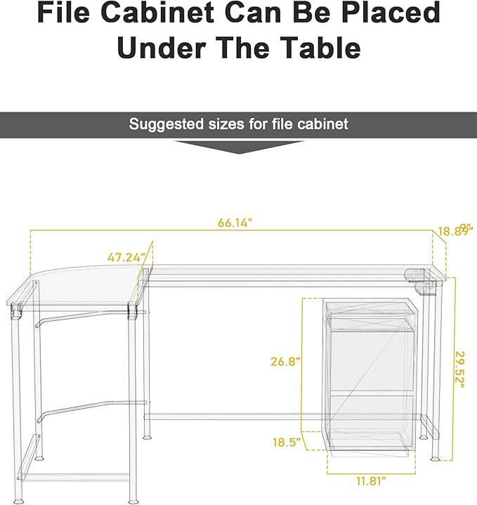 Teraves Modern L Shaped Gaming Desk 66'' Corner Computer Desk - Image 7