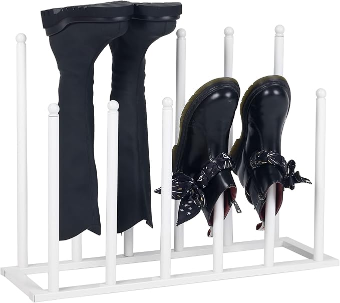 MyGift Modern White Metal Free Standing Boot Shoe Rack Organizer, Tall Boot by MyGiftHome