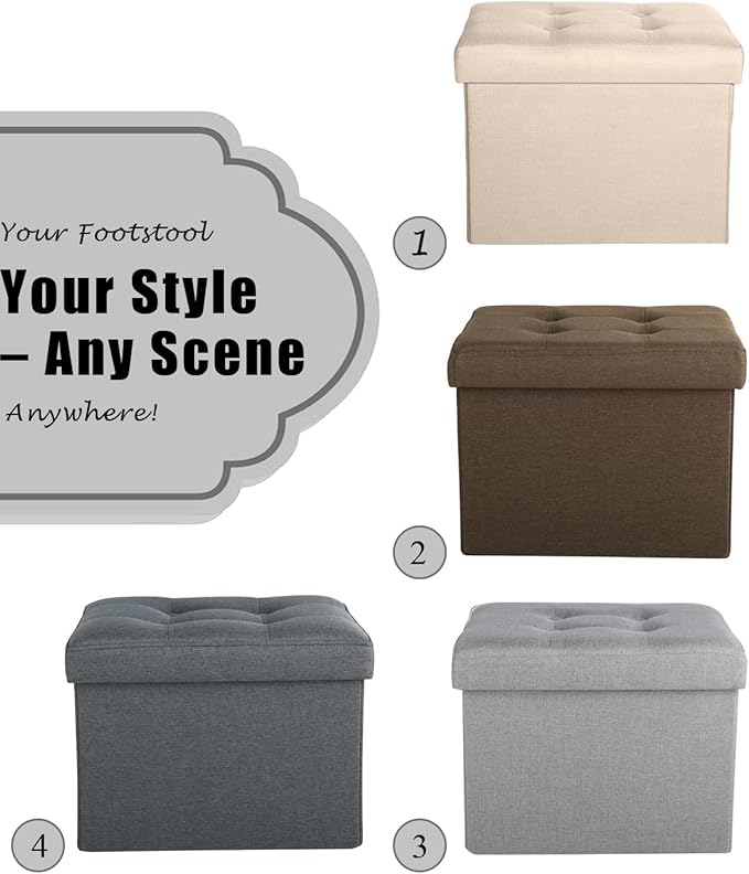Ottoman Storage Ottoman Foot Rest Stool Foldable Bench - Image 7