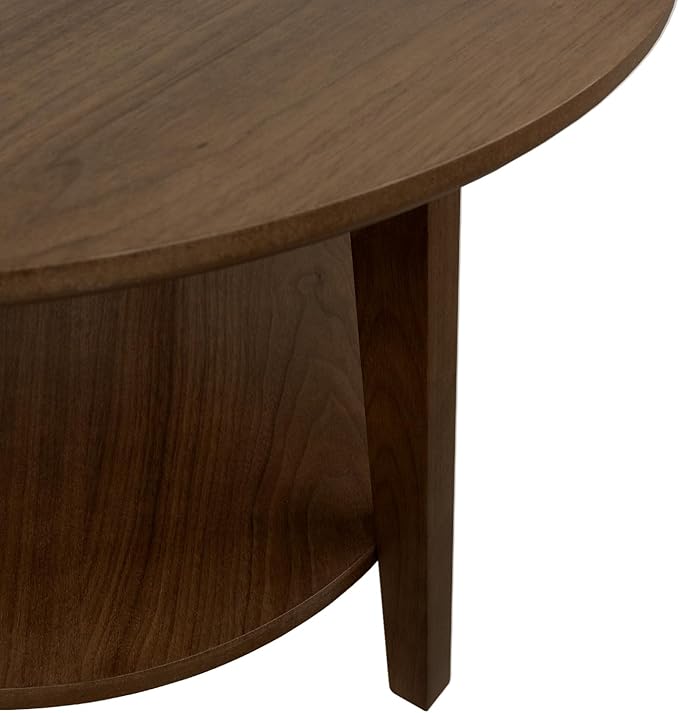 2-Tier Round Coffee Table Wood Nesting Side Table - Image 4