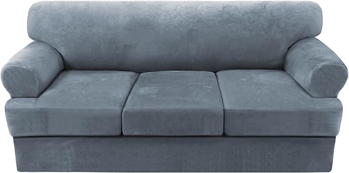 H.VERSAILTEX Sofa Cover 4 Piece T Cushion Sofa Slipcovers Thick Velvet Couch by HVERSAILTEX