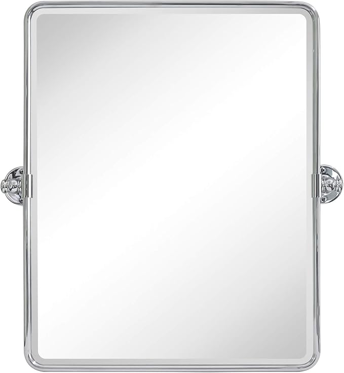 TEHOME 20 x 24 inch Farmhouse Chrome Metal Framed Pivot Rectangle Bathroom - Image 2