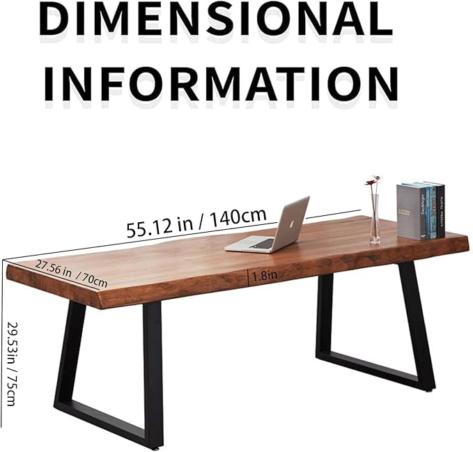 Pine Computer Desk, Modern Solid Wood Home Office Desk, Long Rural Farmhouse - Image 2