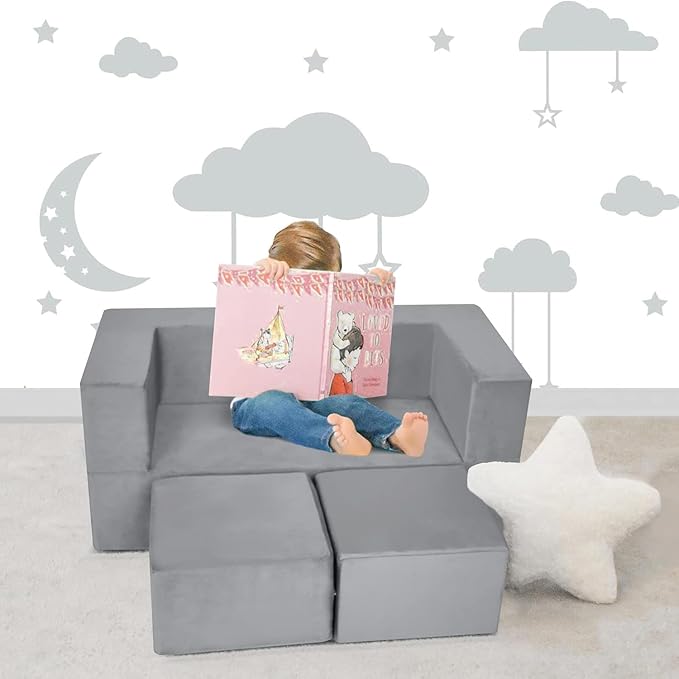 MeMoreCool Modular Kids Play Couch Sofa – Soft Convertible Toddler Couch - Image 5