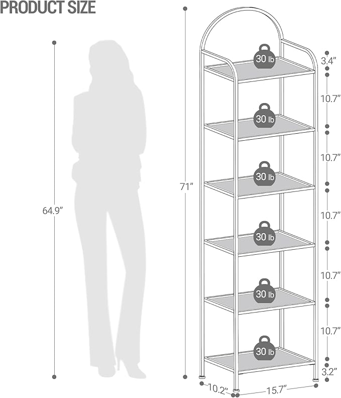 Bookcase Bookshelf, Tempered Glass Bookshelves, Slim Shelving Unit - Image 2