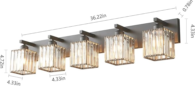 Modern Black Crystal Bathroom Vanity Light - Image 5