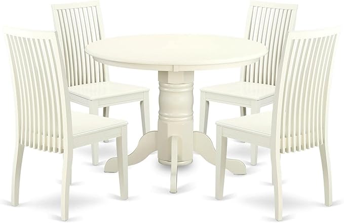 East West Furniture SHIP5-LWH-W 5 Piece Dining Room Table Set Includes a Round by EastWestFurniture