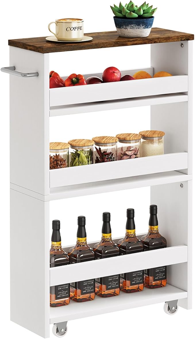 IBUYKE Slim Storage Cart 5.9" W, Rolling Organizer Trolley by IBUYKE