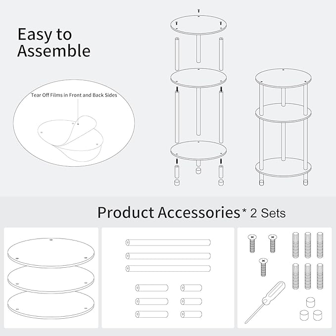 Clear Round Acrylic Side Table Set of 2 - Image 5
