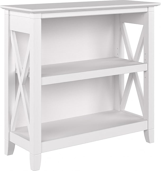 Bush Furniture Key West Small 2 Shelf Bookcase in Pure White Oak, Compact Home by BushHome