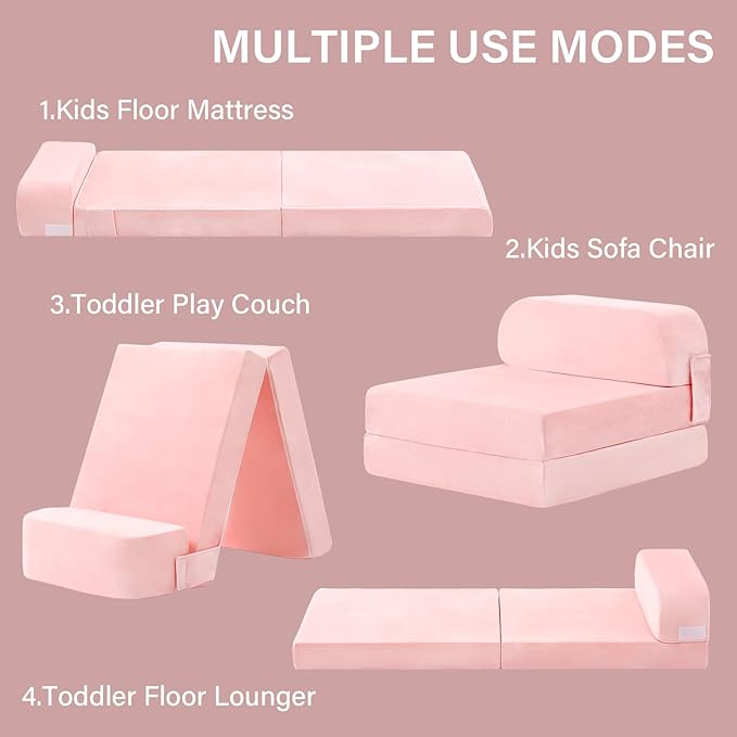 Tiita Folding Sofa Bed for Kids, Toddler Fold Out Couch - Image 9
