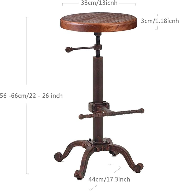 Topower Industrial Retro Vintage Farm Wooden Tractor Stool Kitchen Swivel - Image 3