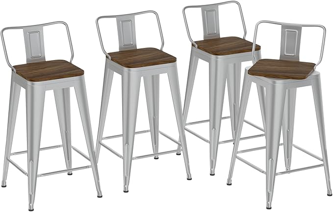 24 Inch Swivel Bar Stools Set of 4, Counter Height Bar Stools by Homvinax