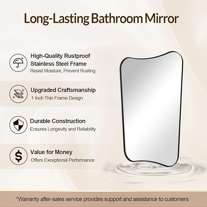 Black Bathroom Vanity Mirrors, 24 x 36 Irregular Wall Mirror - Image 5