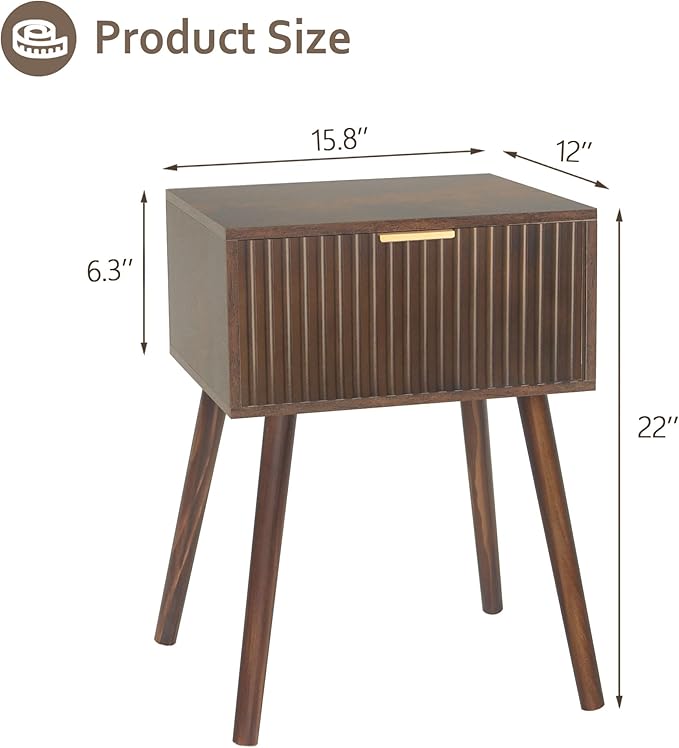 Mid Century Modern Nightstand, Small End Tables Living Room, Accent Bedside - Image 6