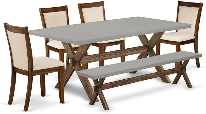 East West Furniture X797MZN32-6 6 Piece Dining Set Contains a Rectangle Dining by EastWestFurniture