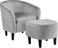Yaheetech Accent Chair with Ottoman Set, Modern Upholstered Soft Barrel Chair by Yaheetech