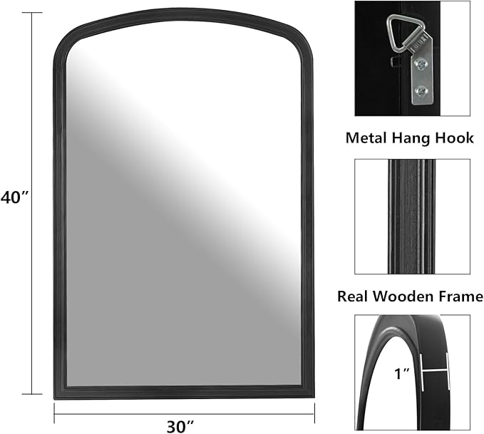 HOMECOOKIN Wood Arched Mirror for Bathroom - Image 5