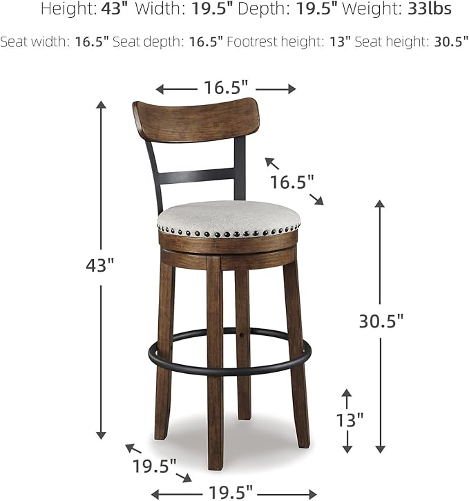 Signature Design by Ashley Valebeck 30" Farmhouse Pub Height Barstool - Image 3