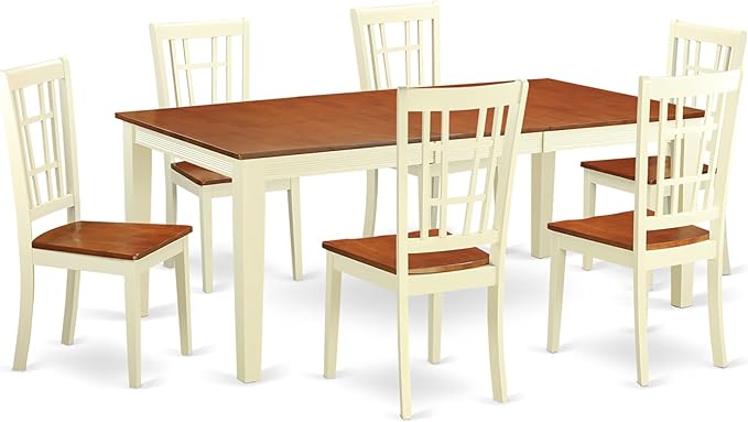 East West Furniture QUNI7-WHI-W 7 Piece Kitchen Table Set Consist of a by EastWestFurniture