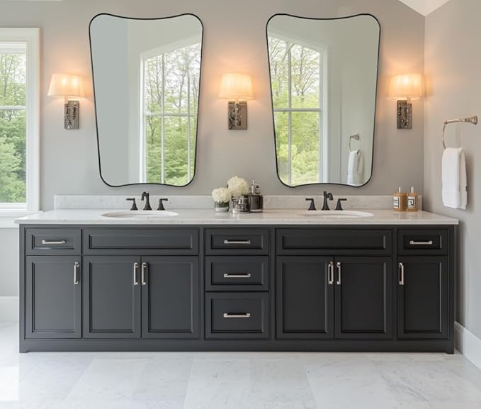 ANDY STAR Bathroom Mirror, 26x38 Inch Matte Black Vanity Mirror, Wall Mount - Image 3