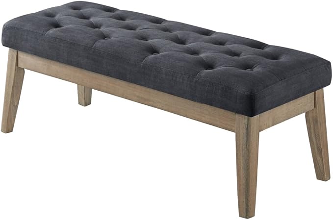 24KF Velvet Upholstered Buttons Tufted Entryway Bench - Image 4
