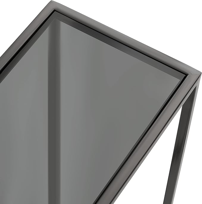 Kate and Laurel Jaspur Modern Narrow End Table, Tinted Glass and Gray Metal - Image 6