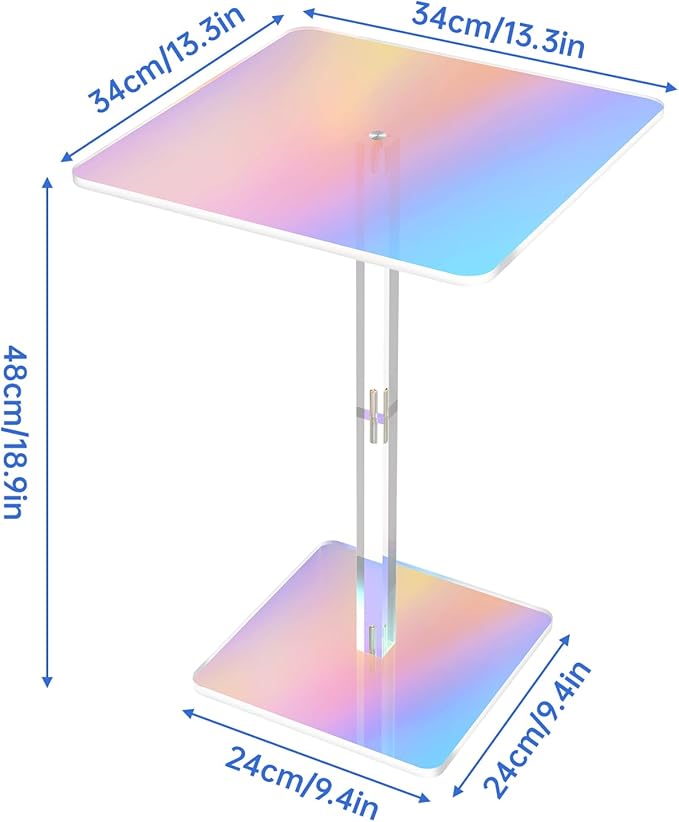 NiHome Square Iridescent Acrylic End Table - Image 3