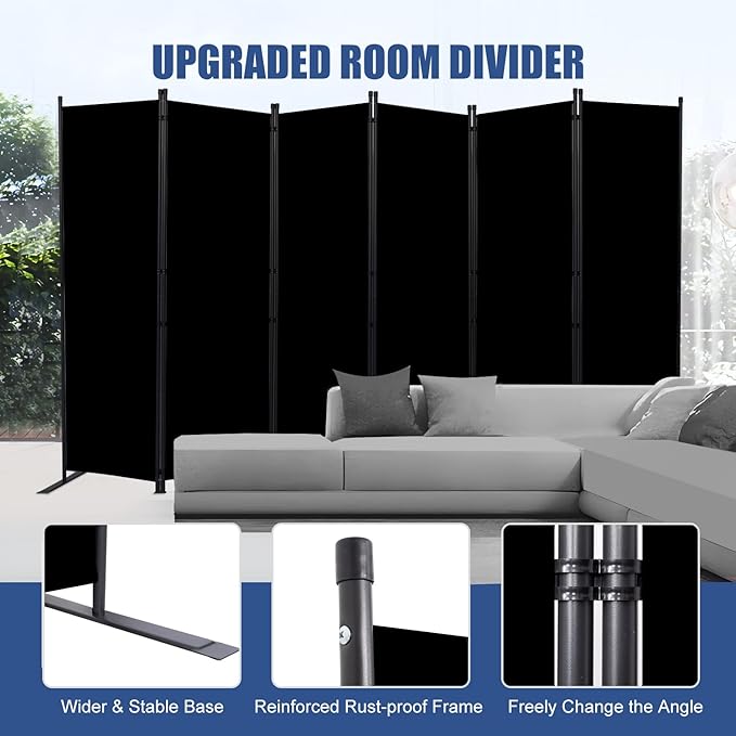 Room Divider and Folding Privacy Screens， 6 Panel Wide Room Divider Wall Screen - Image 3
