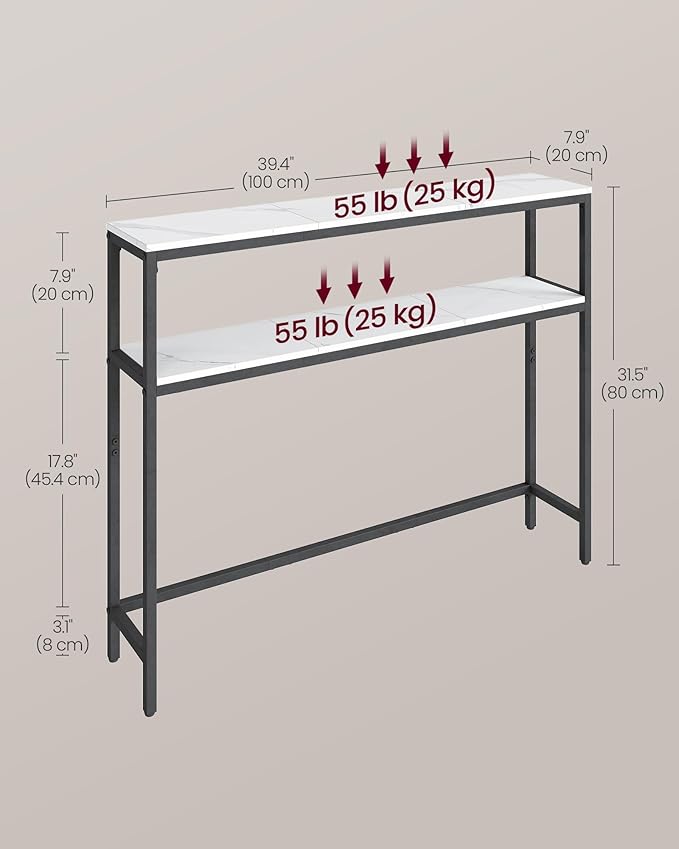 VASAGLE Console Table, 2-Tier Narrow Sofa Table - Image 3
