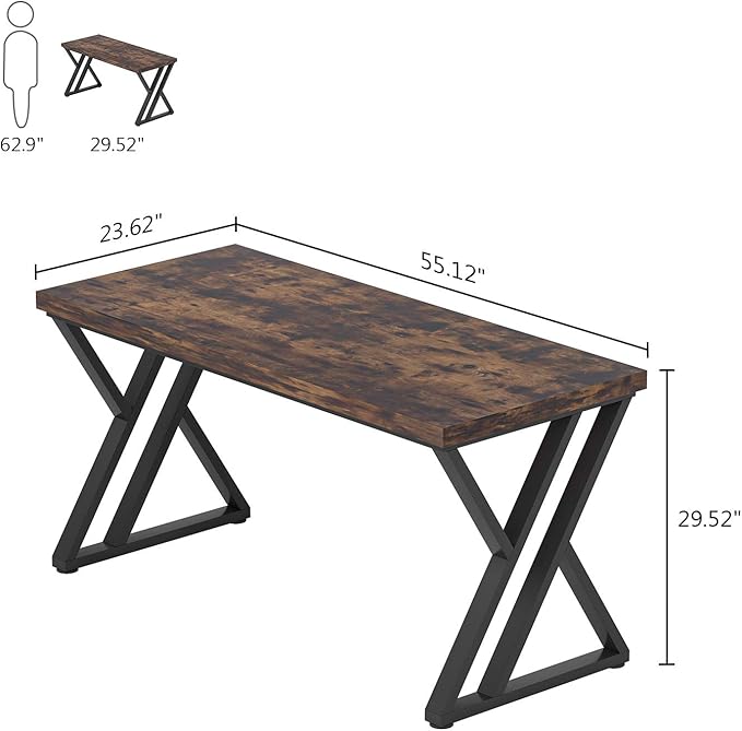 LITTLE TREE 55 Inch Large Simple Industrial Computer Desk Study Writing Table - Image 3