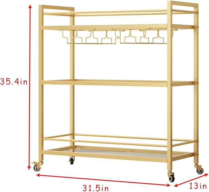 Glass Gold Bar Carts for Home - Image 3