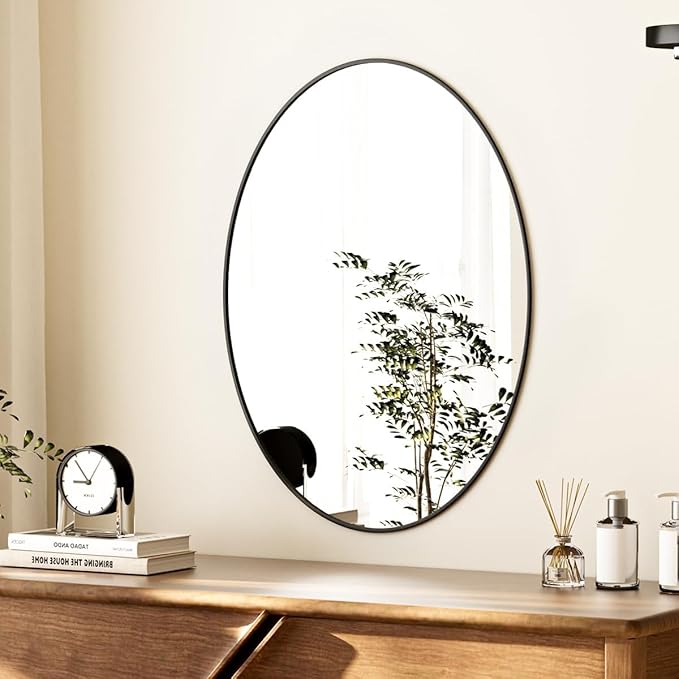 Koonmi Black Oval Bathroom Mirror, Oval Mirror - Image 6