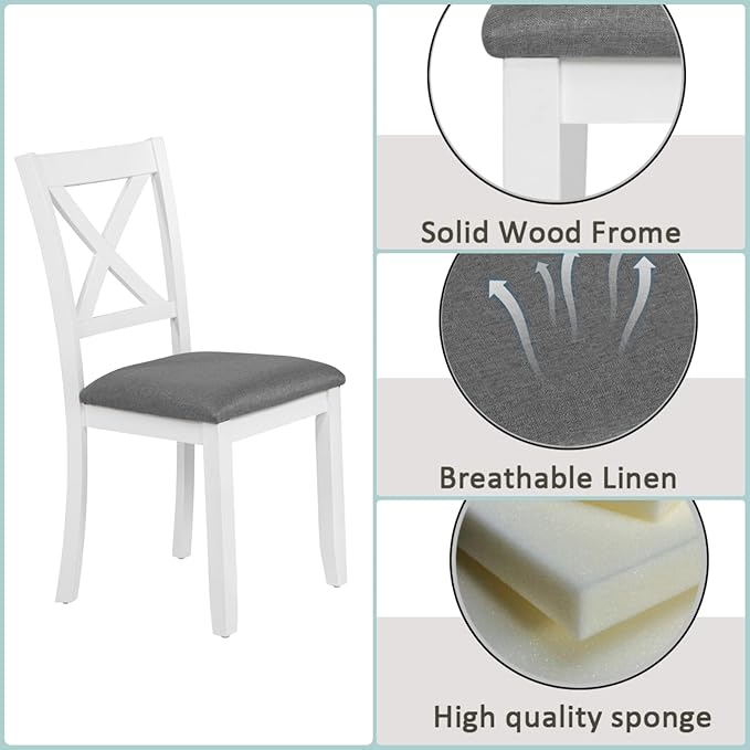 Dining Table Set for 4, 5-Piece Kitchen Table & Chairs Set - Image 5