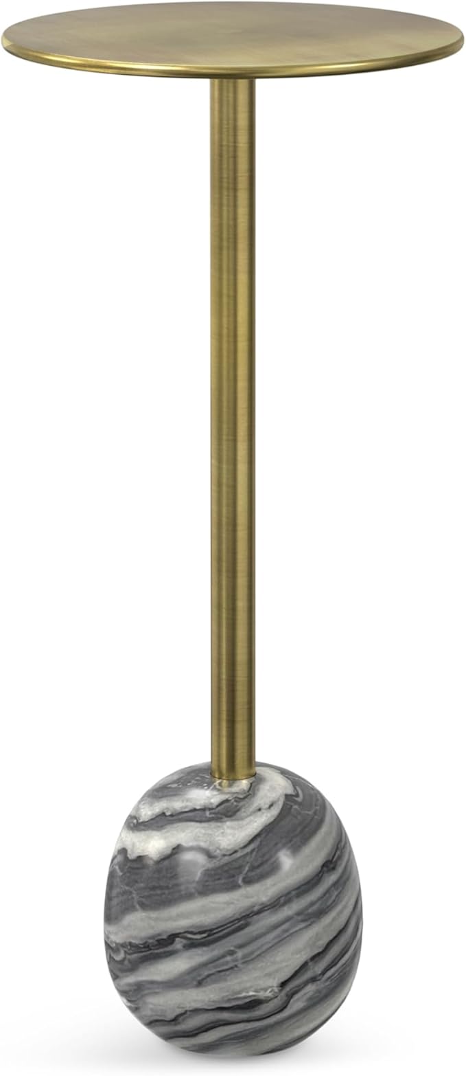 SIMPLIHOME Melene Modern Contemporary 12 inch Wide Metal Side Table in Gold/Grey by SimpliHome