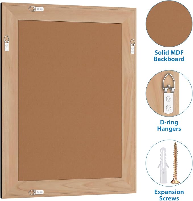 Rattan Wall Mirror with Wooden Framed 24 X 32 inch Farmhouse Rectangle Wood - Image 5