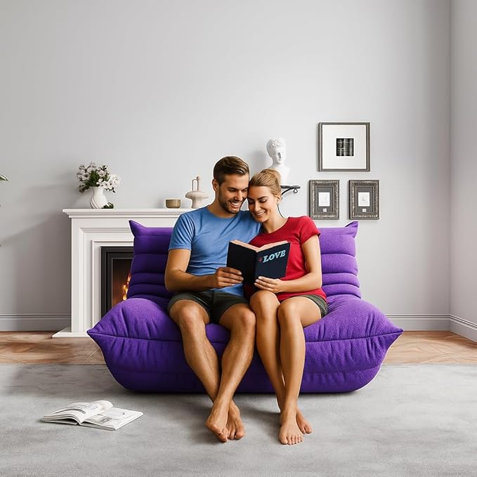 Bean Bag Chairs for Adults, Memory Foam Couch Loveseat Sofa Chair, Soft Teddy - Image 6