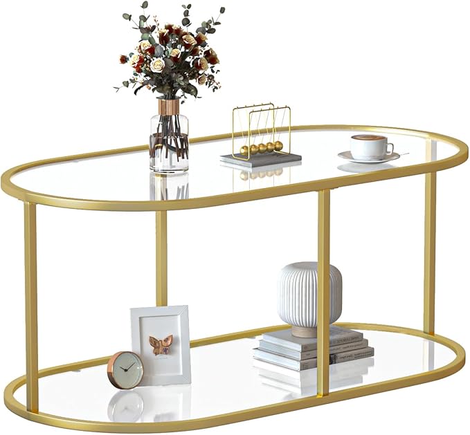 Coffee Table Gold Glass Coffee Table - Image 9