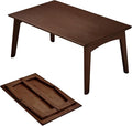 Japanese Floor Table No Assembly Required Bamboo Folding Walnut Coffee Table by JIKUGO